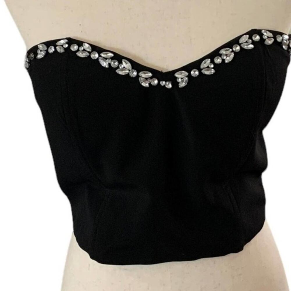 Forever 21 + strapless corset top black‎ with rhinestone accents. Padded cups OX - Picture 2 of 12